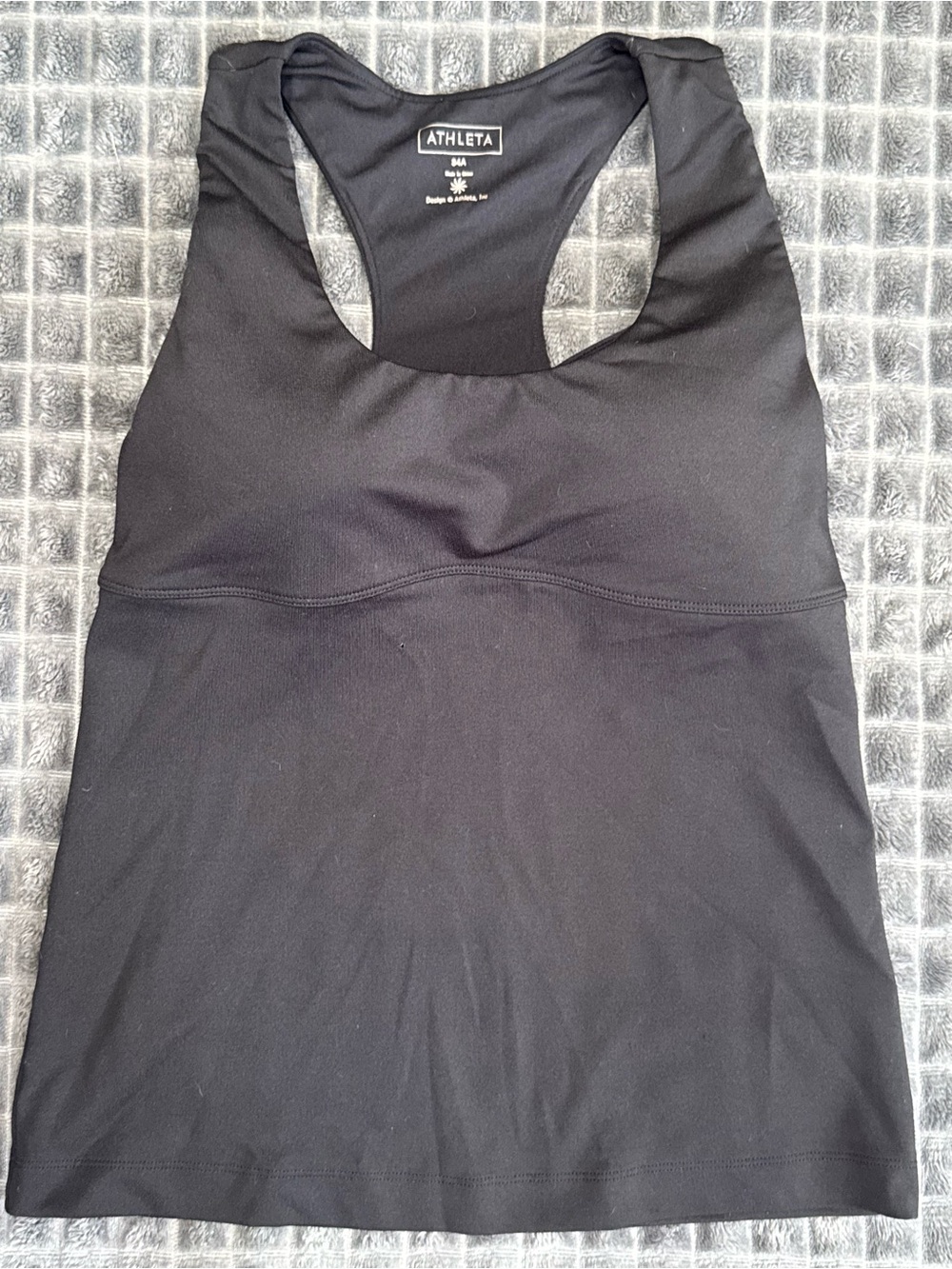 ❤️ 3/$25 Athleta 34A Black Racerback Tank Top Shirt Athletic Gym Wear Flaw (B7) - Picture 2 of 5